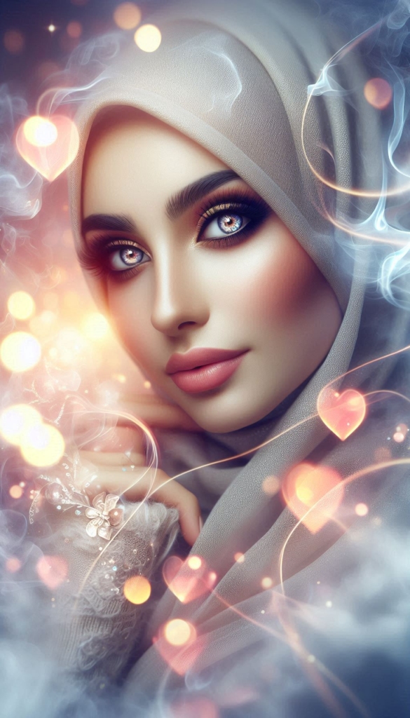 Woman in hijab with heart lights book cover