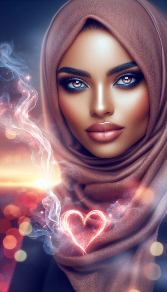 Woman in hijab with heart lights book cover