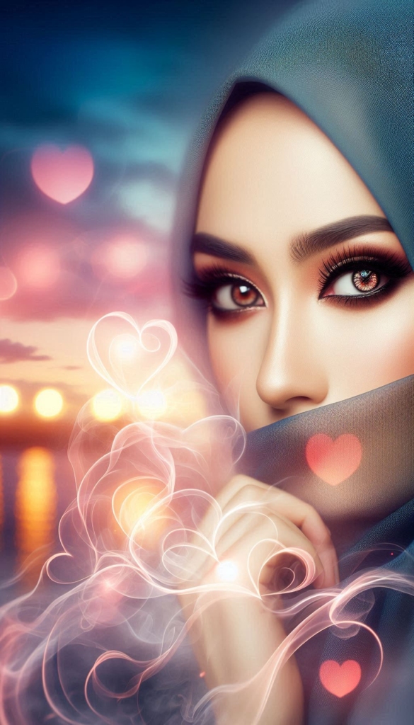 Woman in hijab with heart lights book cover