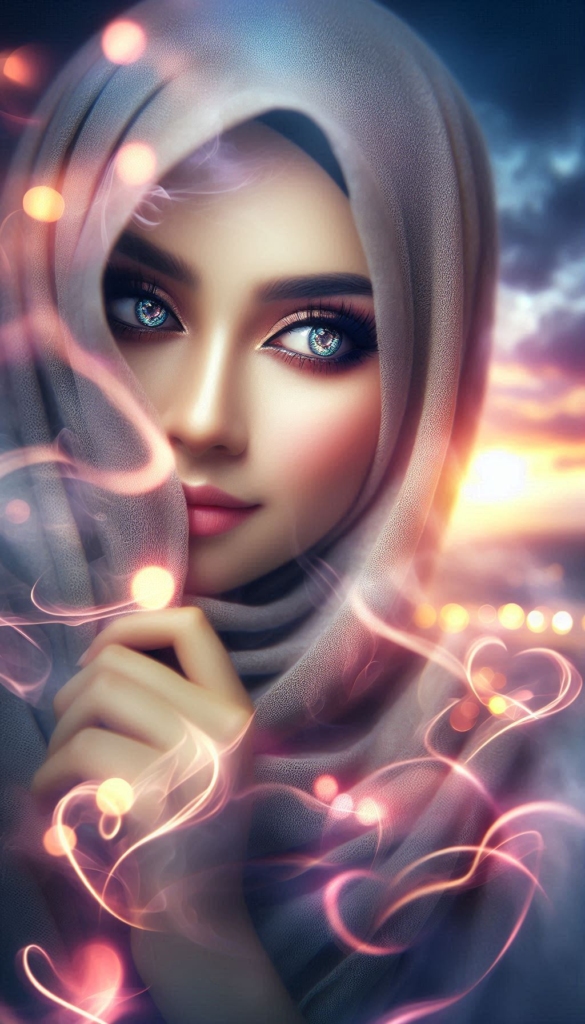 Woman in hijab with heart lights book cover