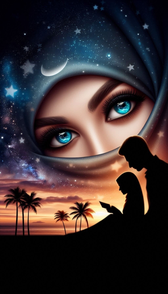 Woman in hijab with moon and stars book cover