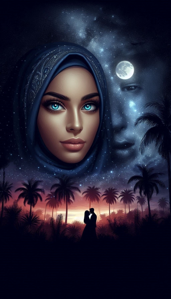 Woman in hijab with moon and stars book cover 