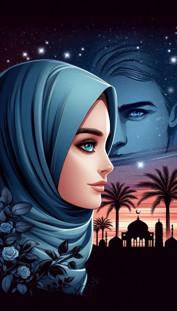 Woman in hijab with moon and stars book cover 