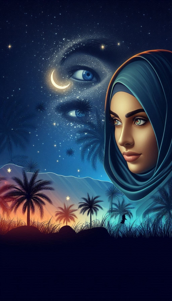 Woman in hijab with moon and stars book cover