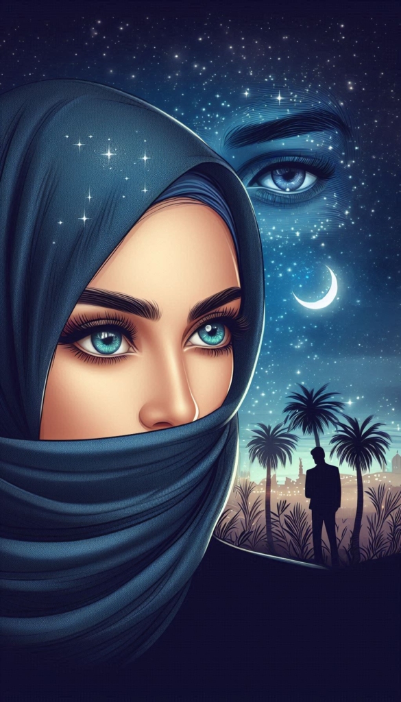 Woman in hijab with moon and stars book cover