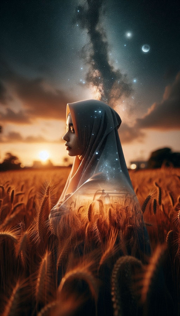 Woman in hijab with starry sky book cover