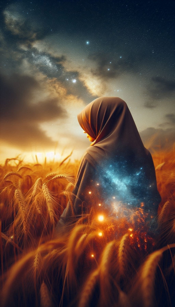 Woman in hijab with starry sky book cover