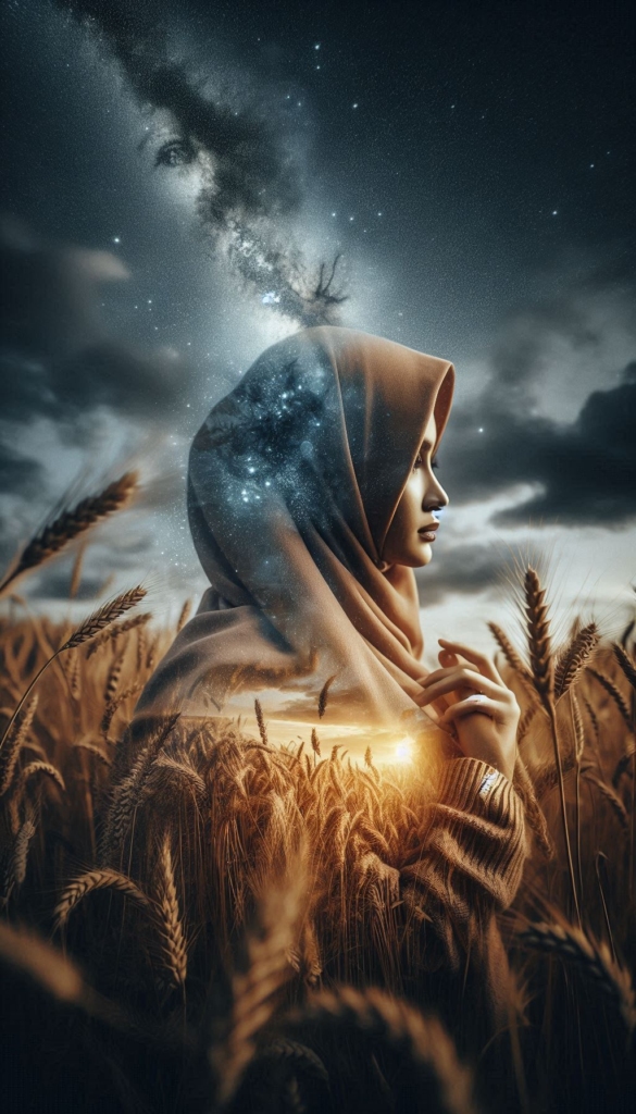 Woman in hijab with starry sky book cover