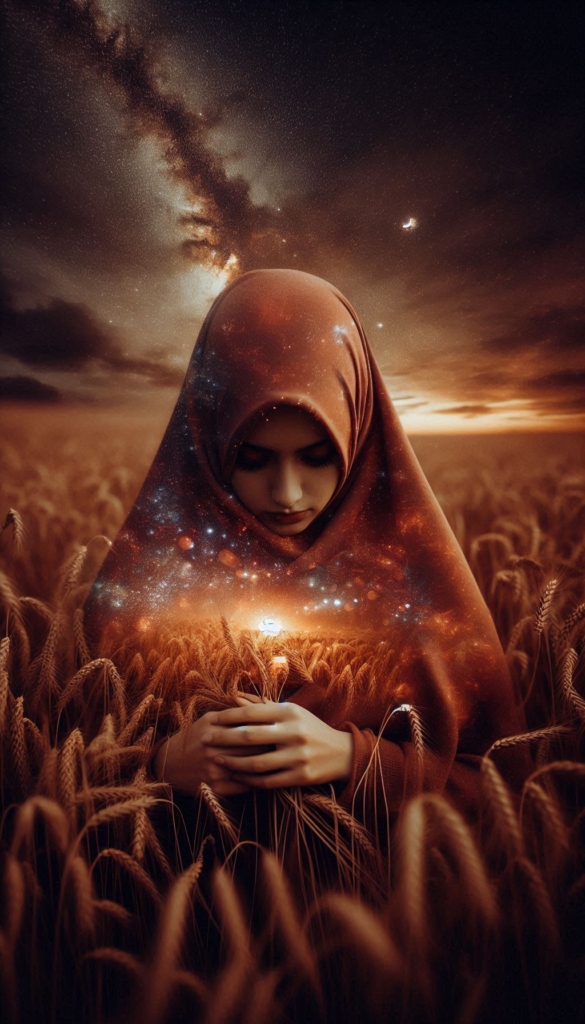 Woman in hijab with starry sky book cover