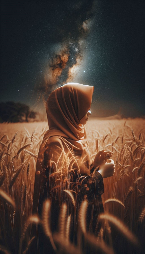 Woman in hijab with starry sky book cover