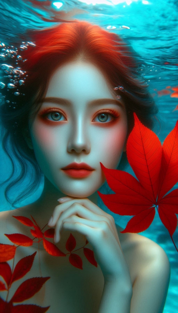 Woman in water with leaves book cover