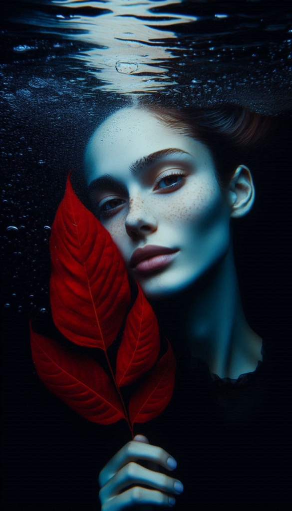 Woman in water with leaves book cover