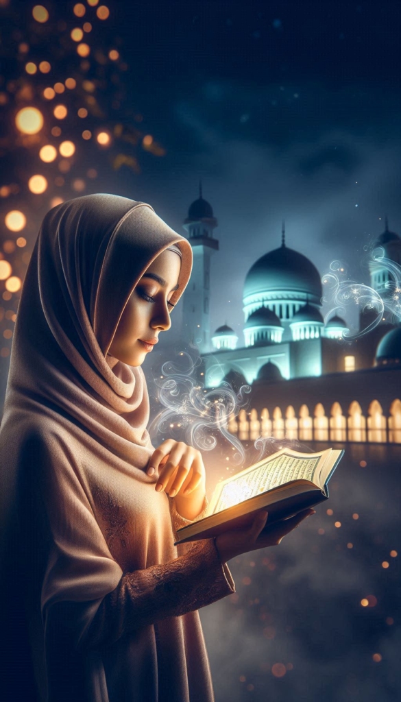 Woman reading book in hijab book cover