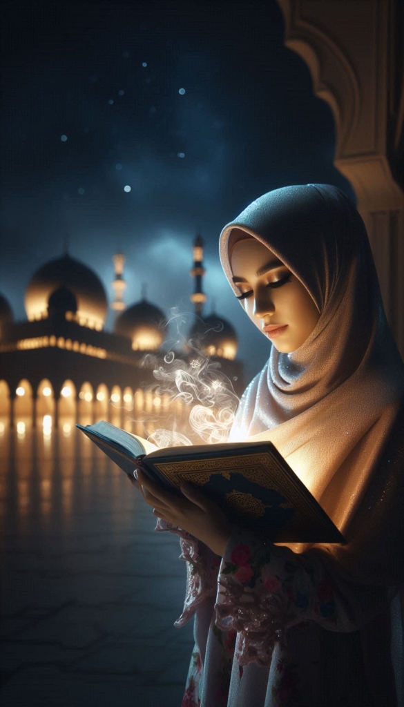 Woman reading book in hijab book cover