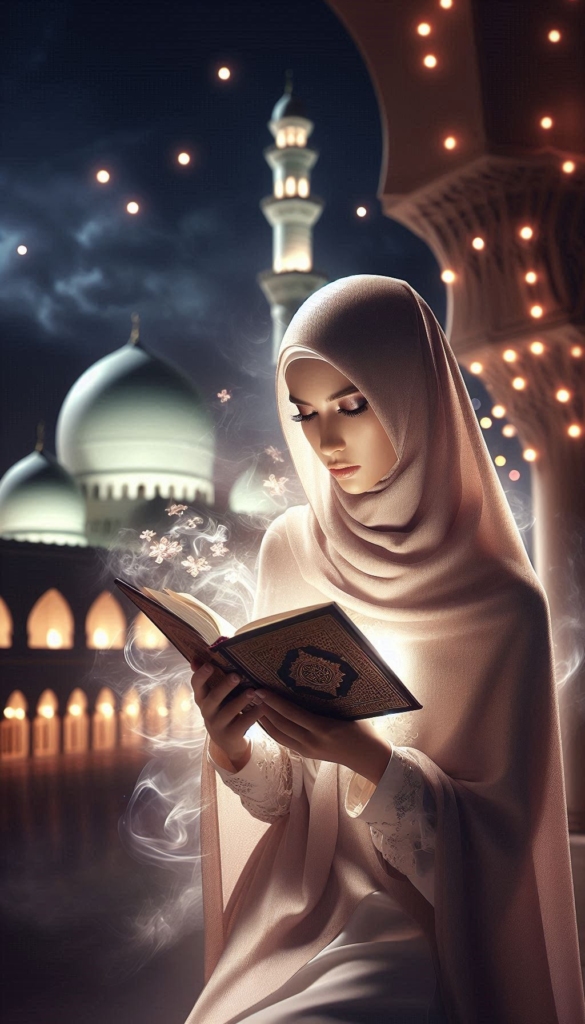 Woman reading book in hijab book cover