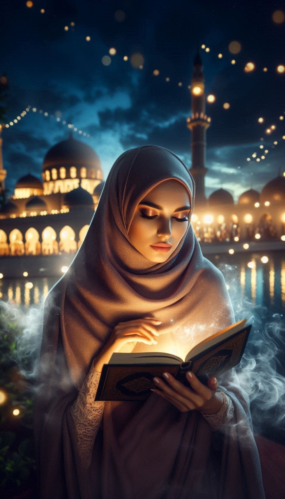 Woman reading book in hijab book cover