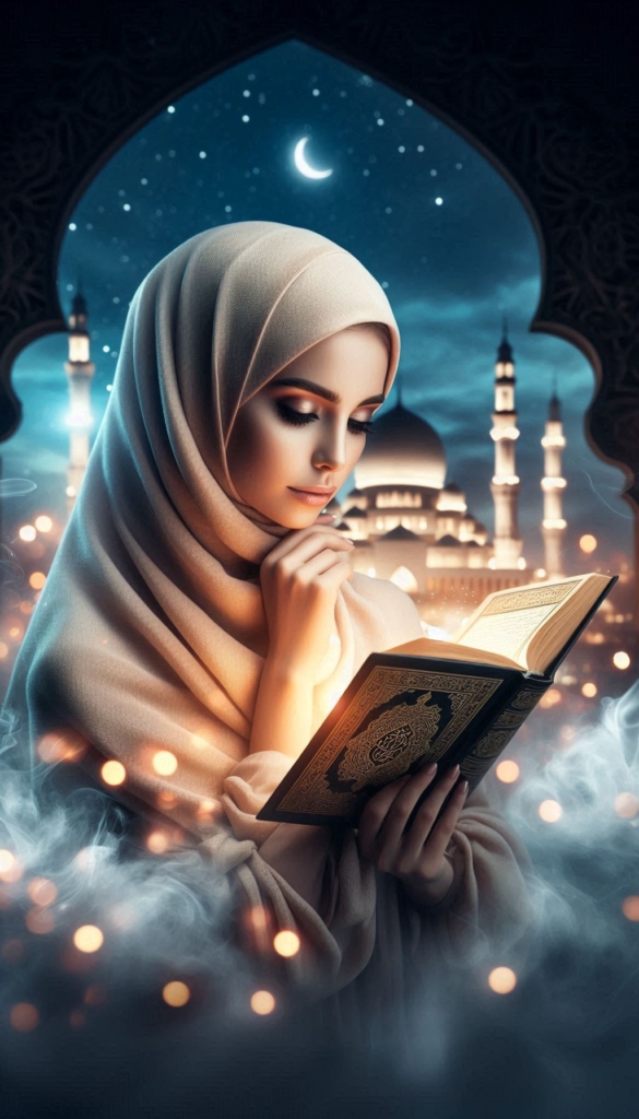 Woman reading book in hijab book cover