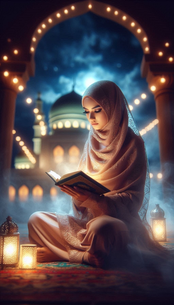 Woman reading book in hijab book cover