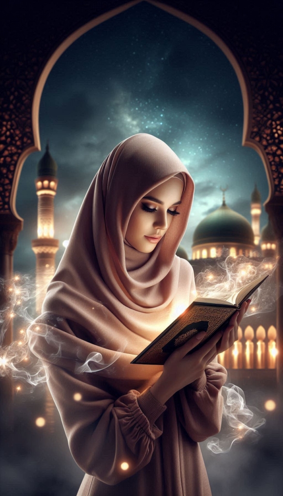 Woman reading book in hijab book cover