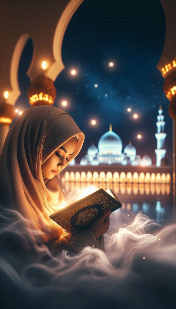 Woman reading book in hijab book cover