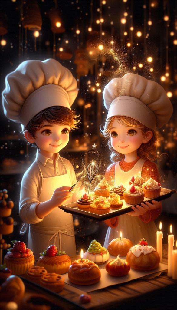 Young Chef with Magical Pastries ai book Cover Design