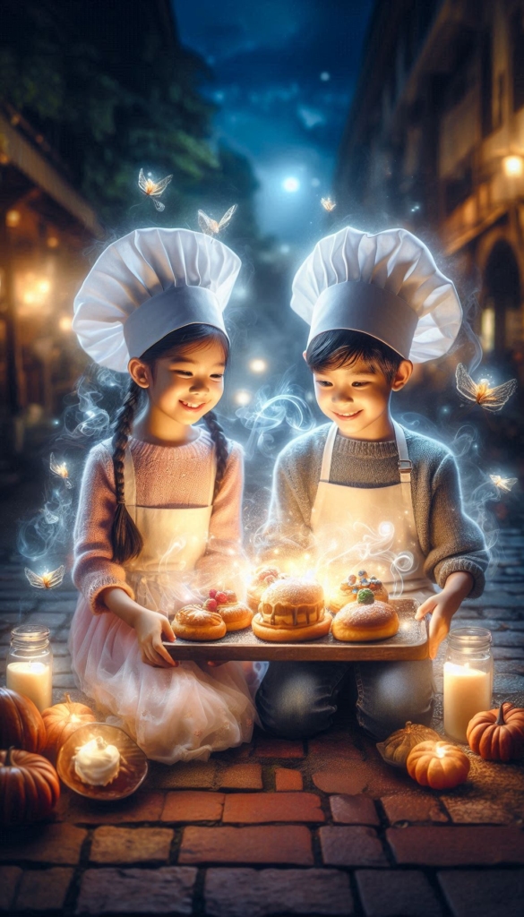 Young Chef with Magical Pastries ai book Cover Design