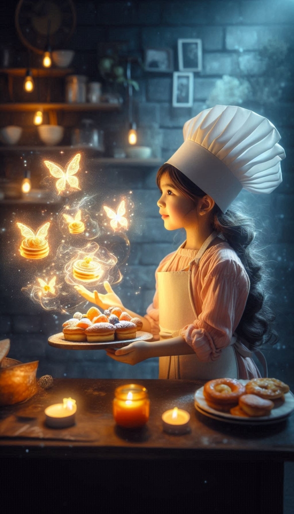 Young Chef with Magical Pastries ai book Cover Design