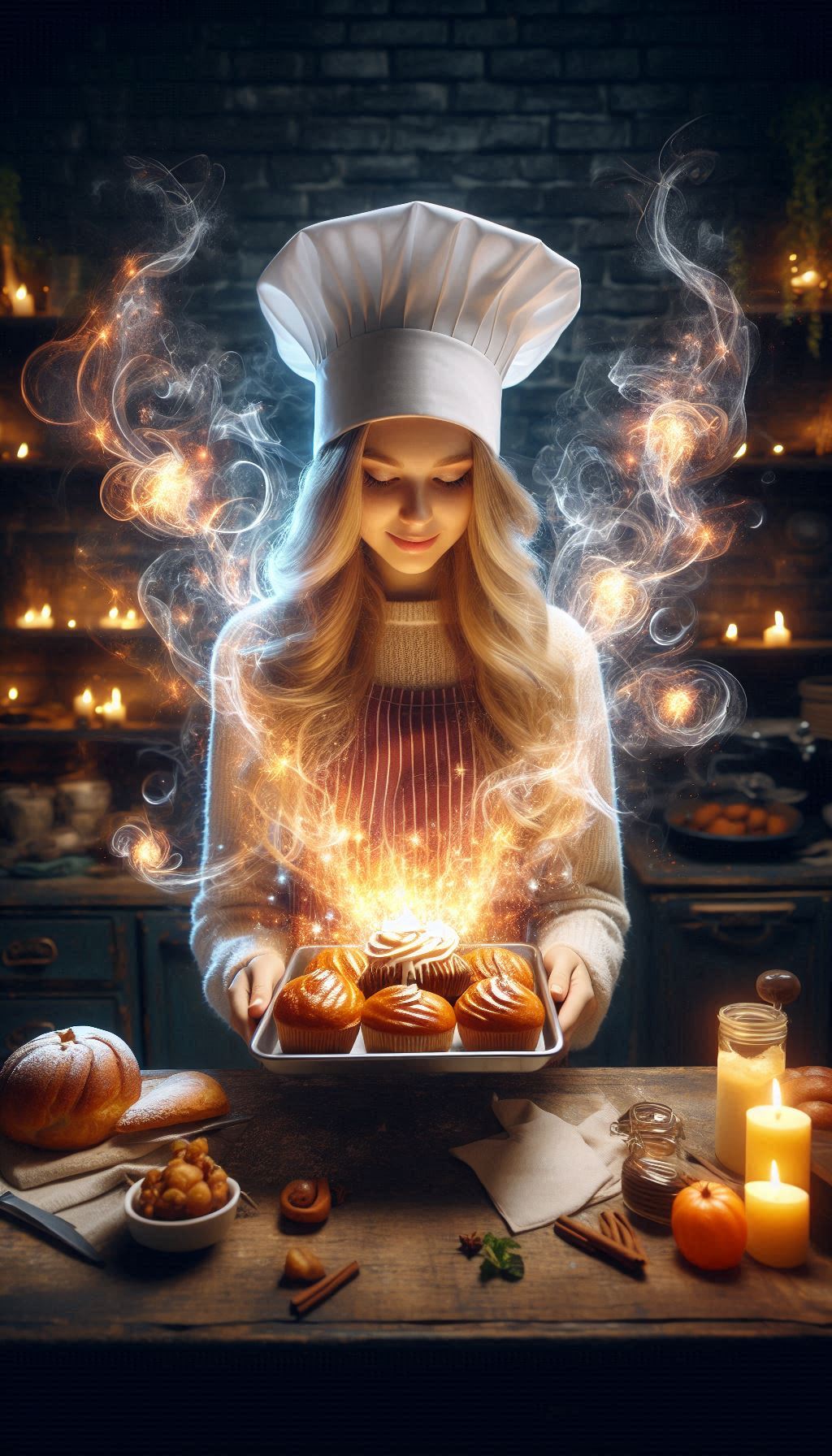 Young Chef with Magical Pastries ai book Cover Design