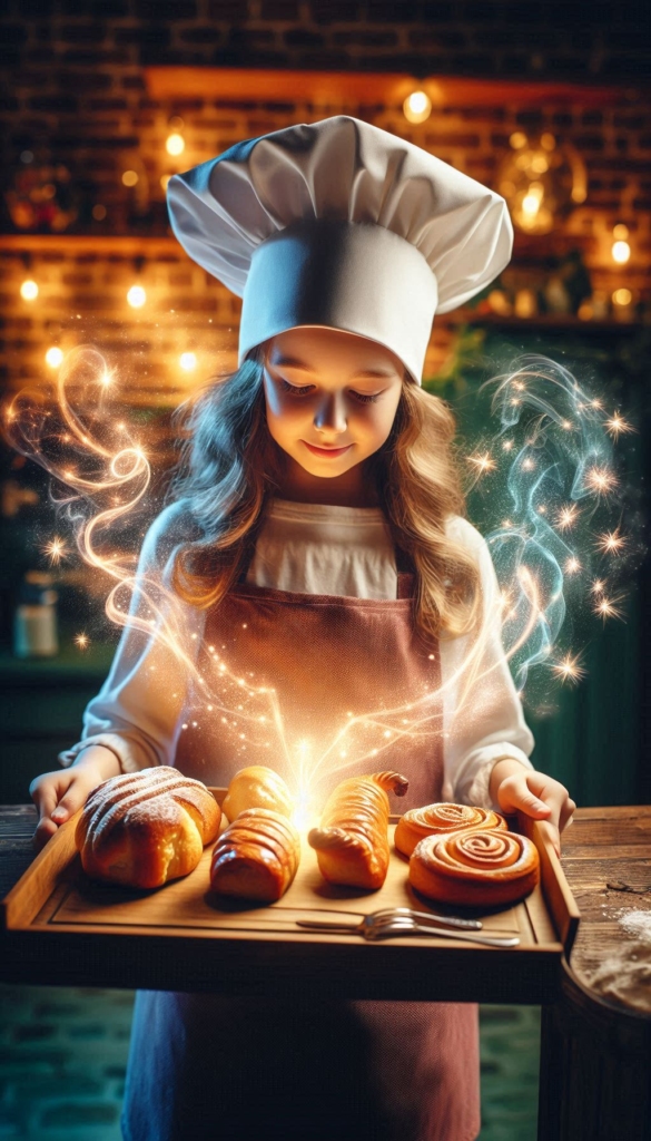 Young Chef with Magical Pastries ai book Cover Design