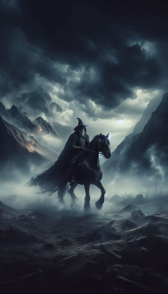 Menacing wizard on a horse Book Covers 