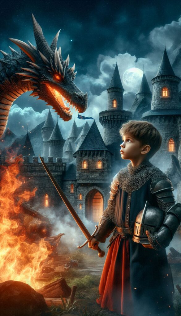 The Knight and the Dragon children book cover