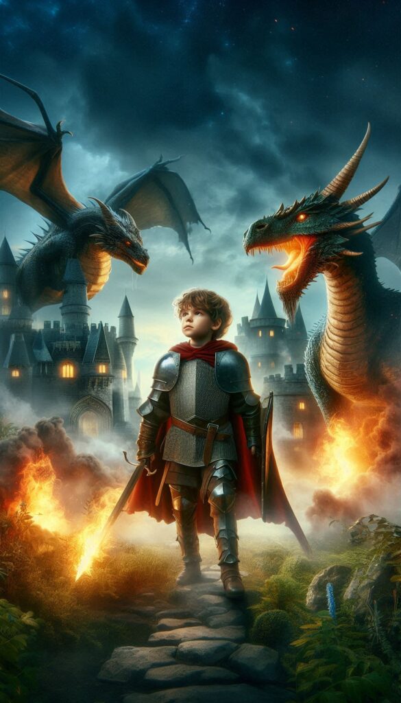 The Knight and the Dragon children book cover