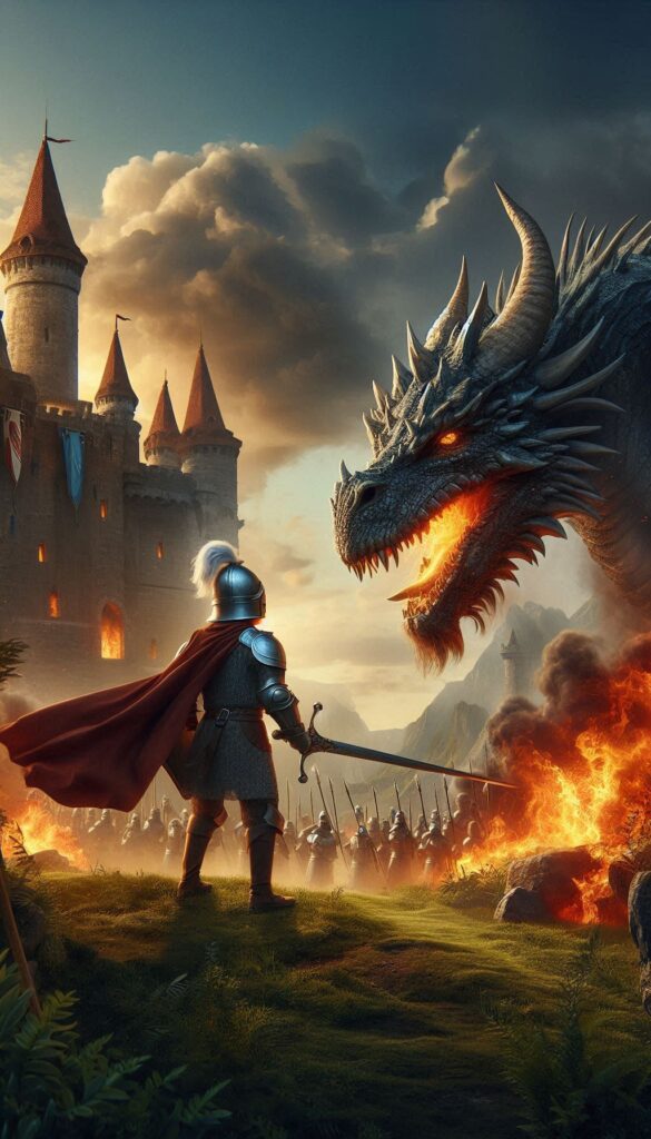 The Knight and the Dragon children book cover