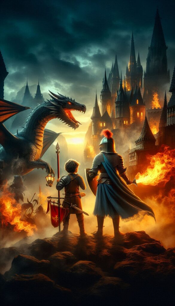 The Knight and the Dragon children book cover