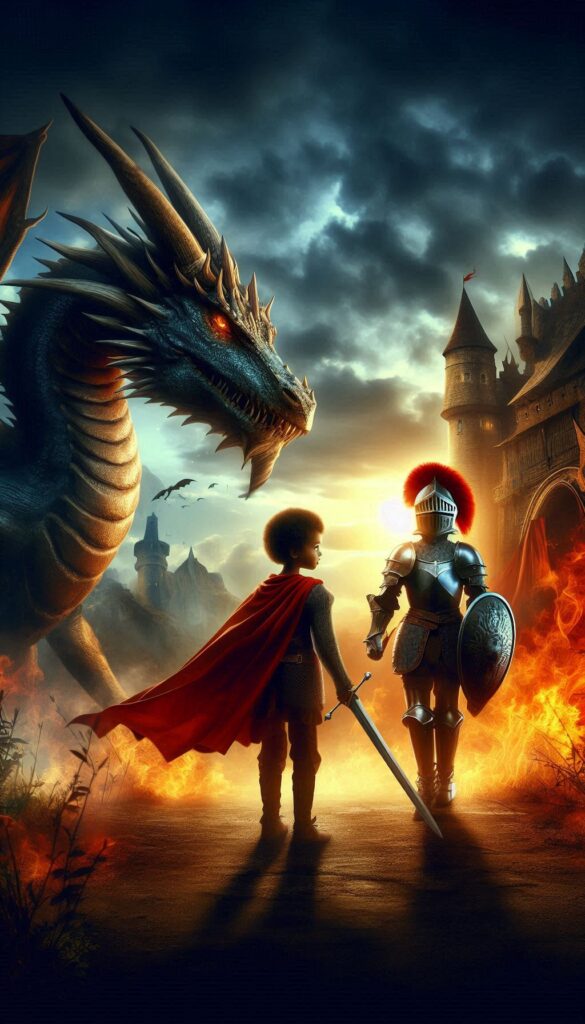 The Knight and the Dragon children book cover