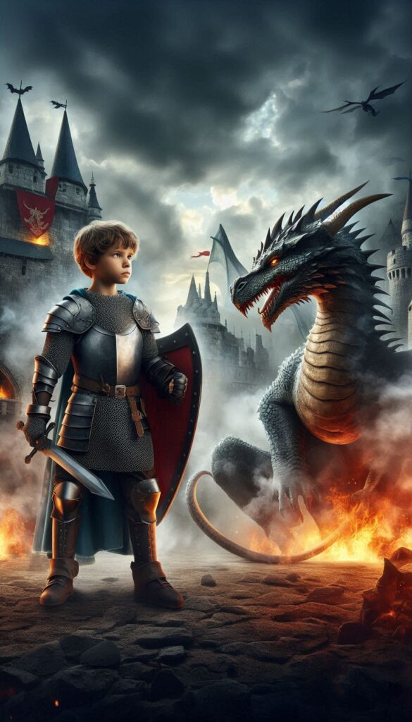 The Knight and the Dragon children book cover