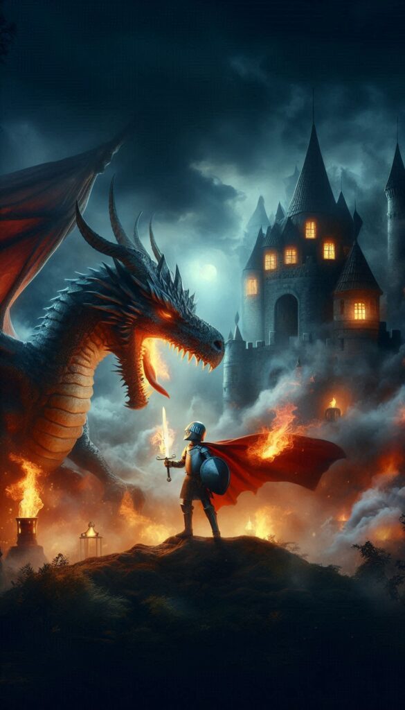 The Knight and the Dragon children book cover