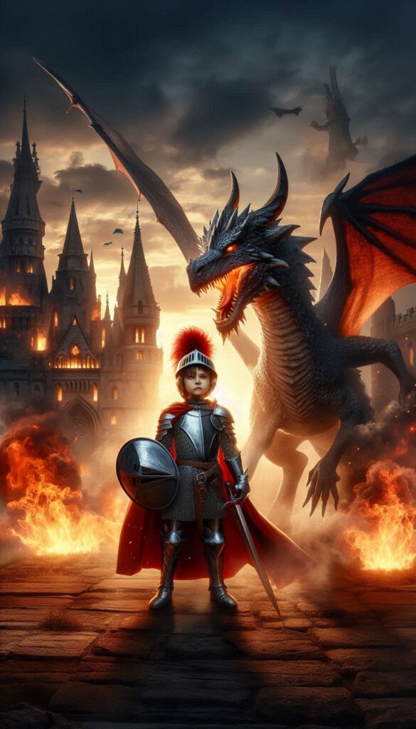 The Knight and the Dragon children book cover