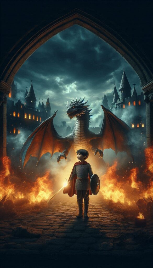 The Knight and the Dragon children book cover