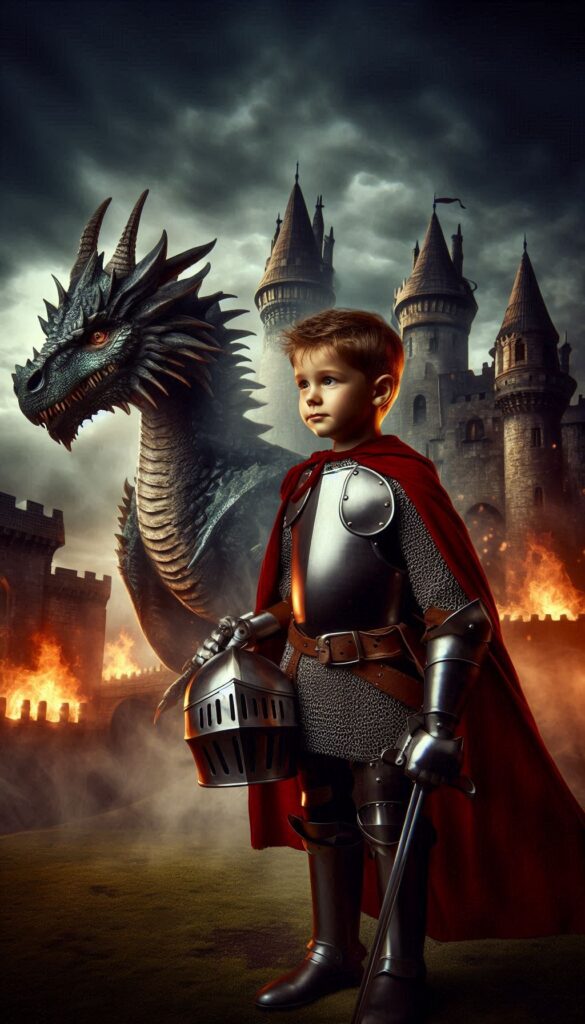 The Knight and the Dragon children book cover