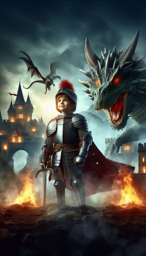 The Knight and the Dragon children book cover