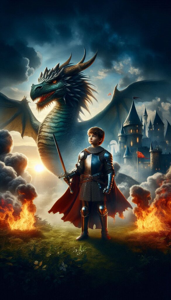 The Knight and the Dragon children book cover